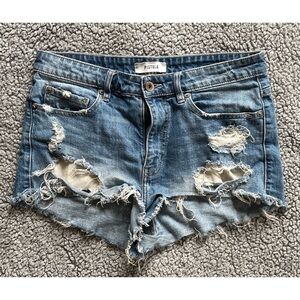 Pistola Size 30 Blue Distressed Jean Shorts Raw Hem